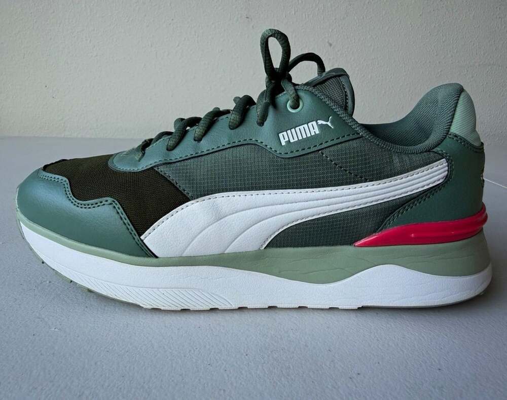 PUMA Women’s SoftFoam+ Low Top Lace-Up Sneakers Green White Pink